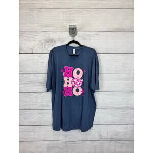 M+O Women's Navy & Pink "Ho Ho Ho" Christmas Graphic Tee Size XXL